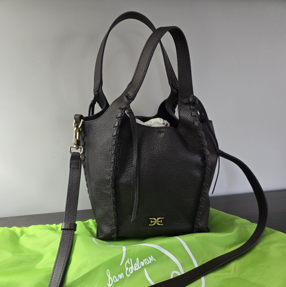 Sam Edelman Bryce Brown Leather Shoulder Bag, Top Handle And Crossbody, Dust bag